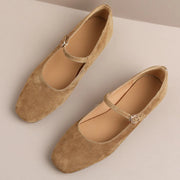 women's natural suede leather square toe slip-on mary jane flats leisure soft comfortable espadrilles casual shoes for women hot