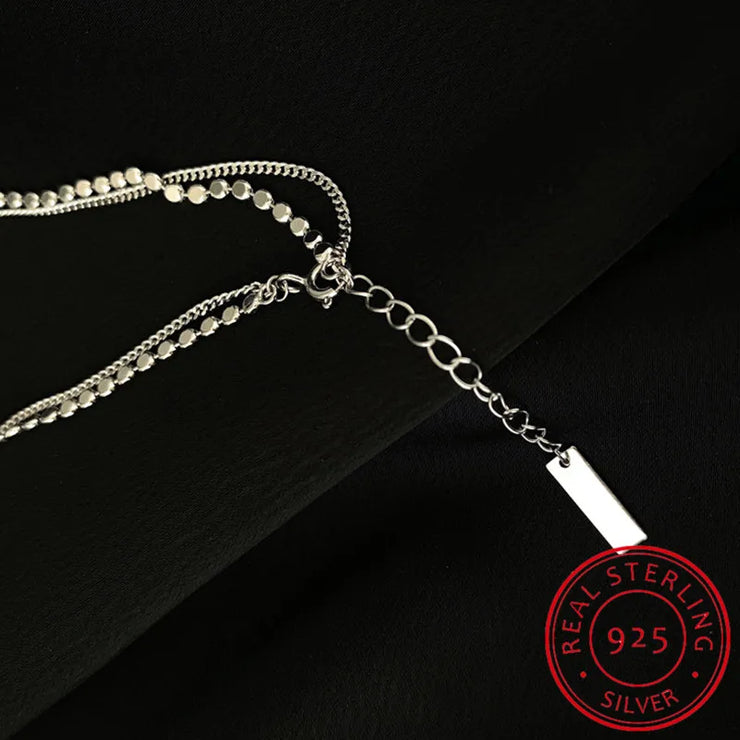 925 Sterling Silver New Trendy Double Layer Round Brand Anklet bracelet Female Simple Temperament Sexy Hot Chain Jewelry