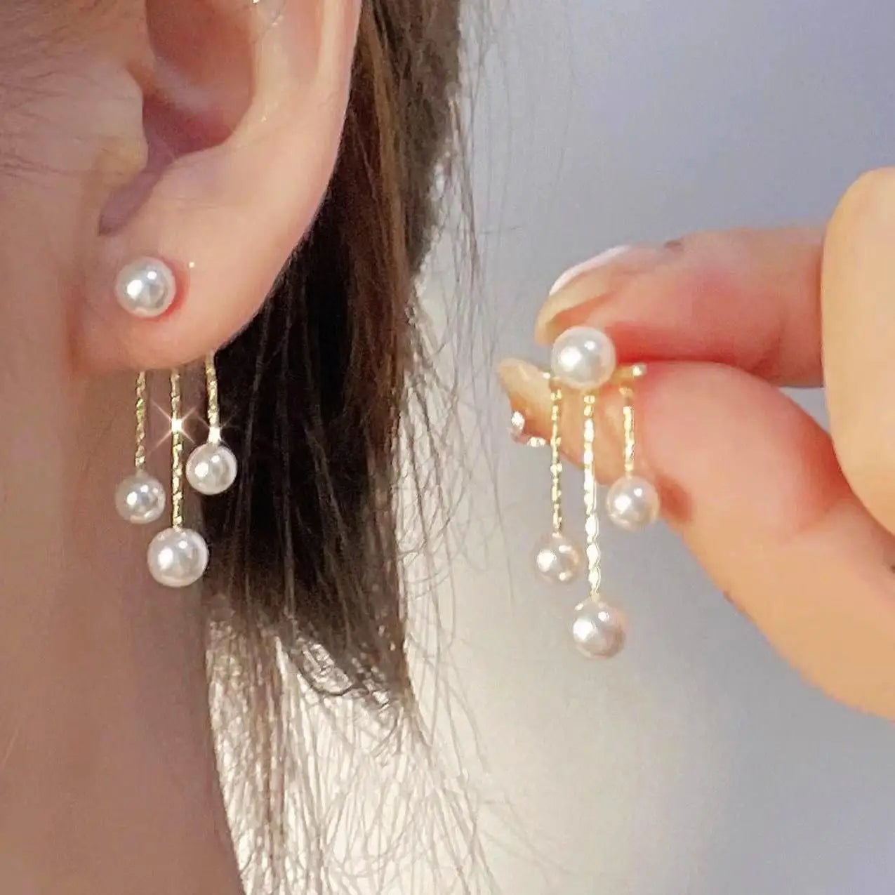 925 Silver Needle Korean Fashion Square Pearl Drop Earrings For Women Jewelry 2024 Trending New Women's Vintage Zircon Earrings
