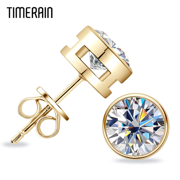 Luxury 0.5-2ct Moissanite Earrings Original Certified Plated 18k Gold 925 Silver 8mm Diamond Stud Earring for Women Men Jewelry