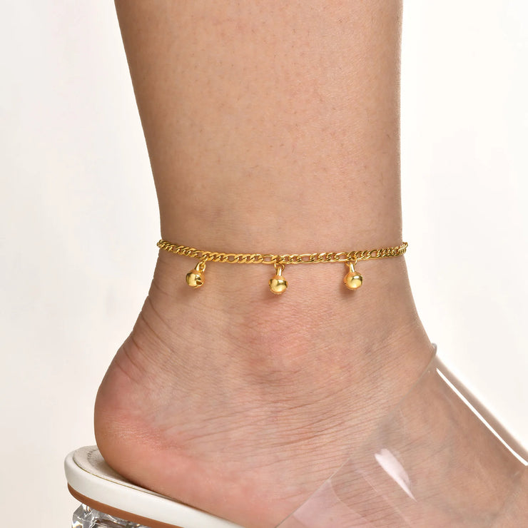 Vnox Cute Girls Anklets, Gold Plated Bell Charm Bracelets, Adjustable Figaro Ankle Chain, Girls Boys Gift  Bracelet on Leg