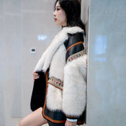 2024 Winter Clothes Fashion High-End Imitation Mid-Length Coat Loose Warm Long Sleeve Elegant Streetwear Women's Fur Jacket