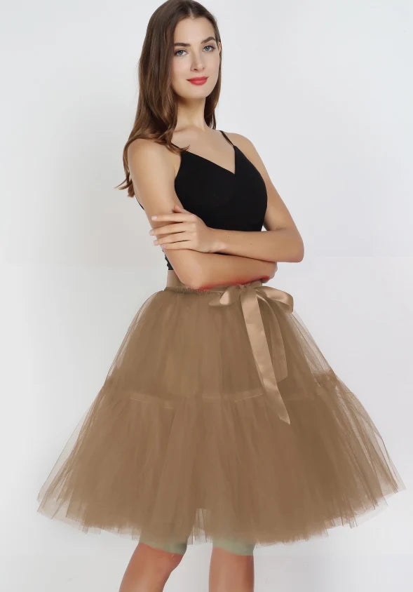 5 ply tulle skirt ladies prom dress midi skirt ladies high waist ballet skirt pleated tulle skirt ladies school mesh skirt