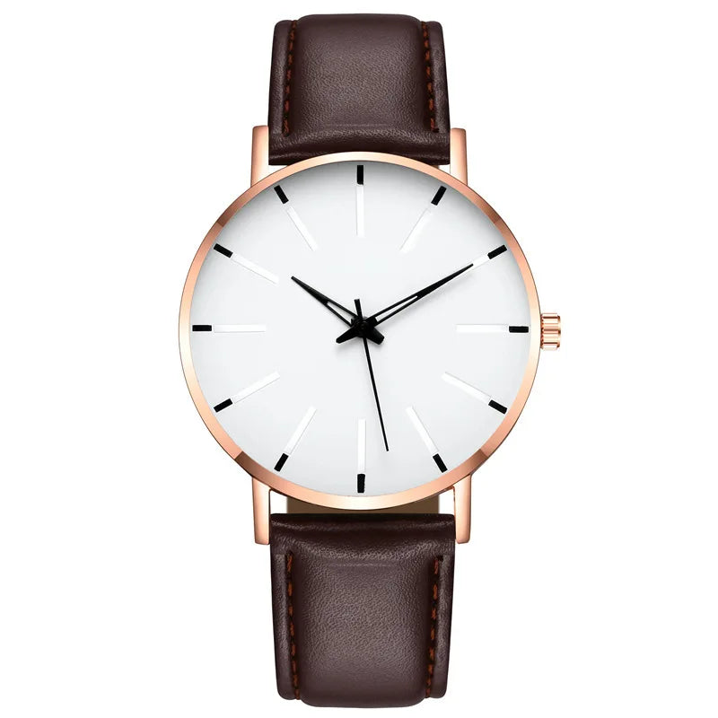 Men's Thin Strap Quartz Watch Leather Strap Minimalist Multicolor Watch Luxury Stainless Steel Dial Wristwatches reloj hombre