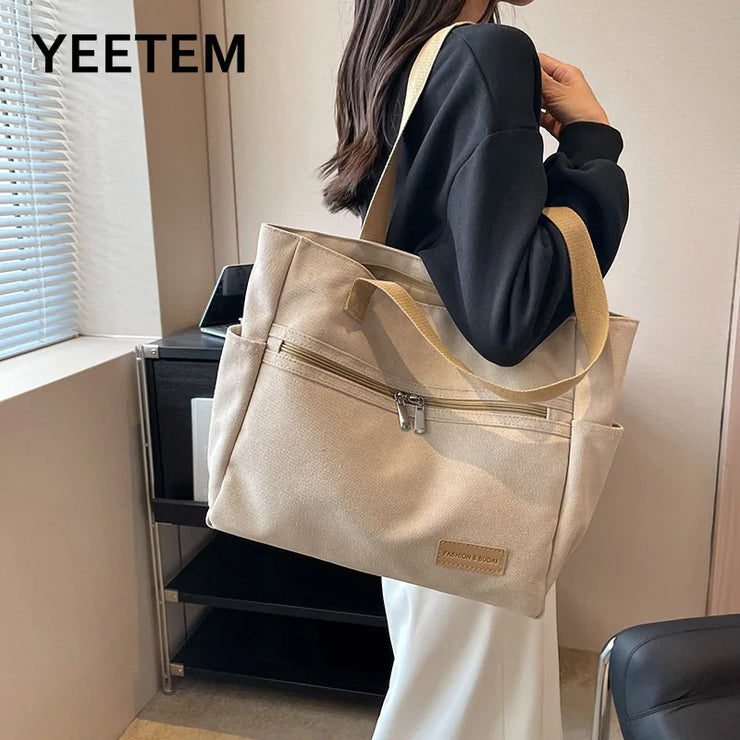 New Trend Canvas Handbasg Bag for Women's High-end Feeling Versatile Shoulder for Students Class Tote Bag Sac A Main Femme