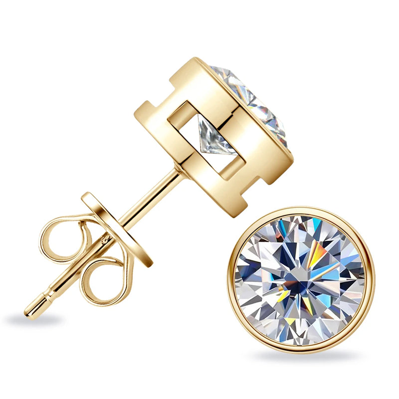 Luxury 0.5-2ct Moissanite Earrings Original Certified Plated 18k Gold 925 Silver 8mm Diamond Stud Earring for Women Men Jewelry