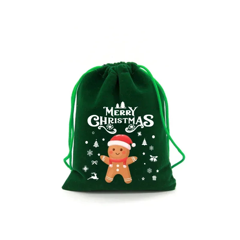 Christmas Velvet Bag Small Candy Bag Gift Bag Drawstring Pouch Christmas Party Favor Boutique Jewelry Packaging Bag
