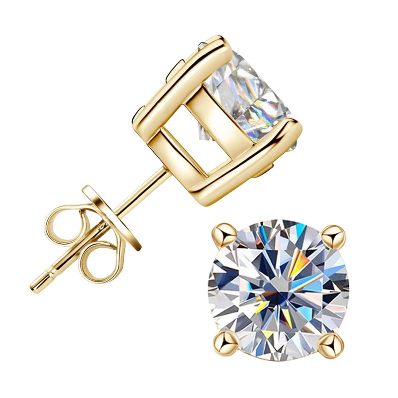 Luxury 0.5-2ct Moissanite Earrings Original Certified Plated 18k Gold 925 Silver 8mm Diamond Stud Earring for Women Men Jewelry