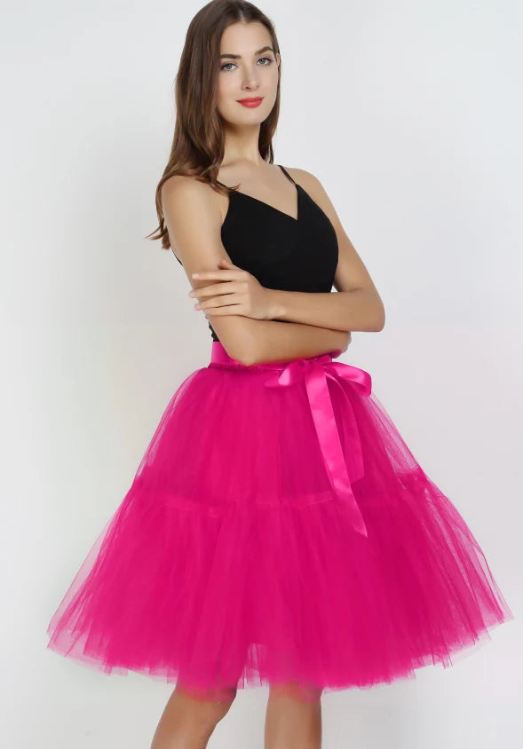 5 ply tulle skirt ladies prom dress midi skirt ladies high waist ballet skirt pleated tulle skirt ladies school mesh skirt