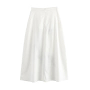 High Street Women Contrast Embroidered White Skirt Vintage High Waist A-line Office Ladies Elegant Skirts Summer faldas