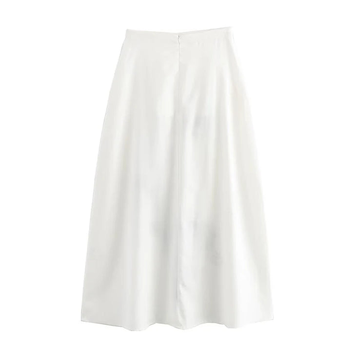 High Street Women Contrast Embroidered White Skirt Vintage High Waist A-line Office Ladies Elegant Skirts Summer faldas