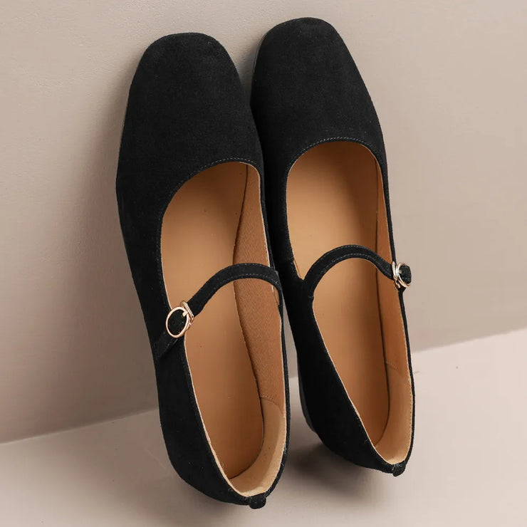 women's natural suede leather square toe slip-on mary jane flats leisure soft comfortable espadrilles casual shoes for women hot