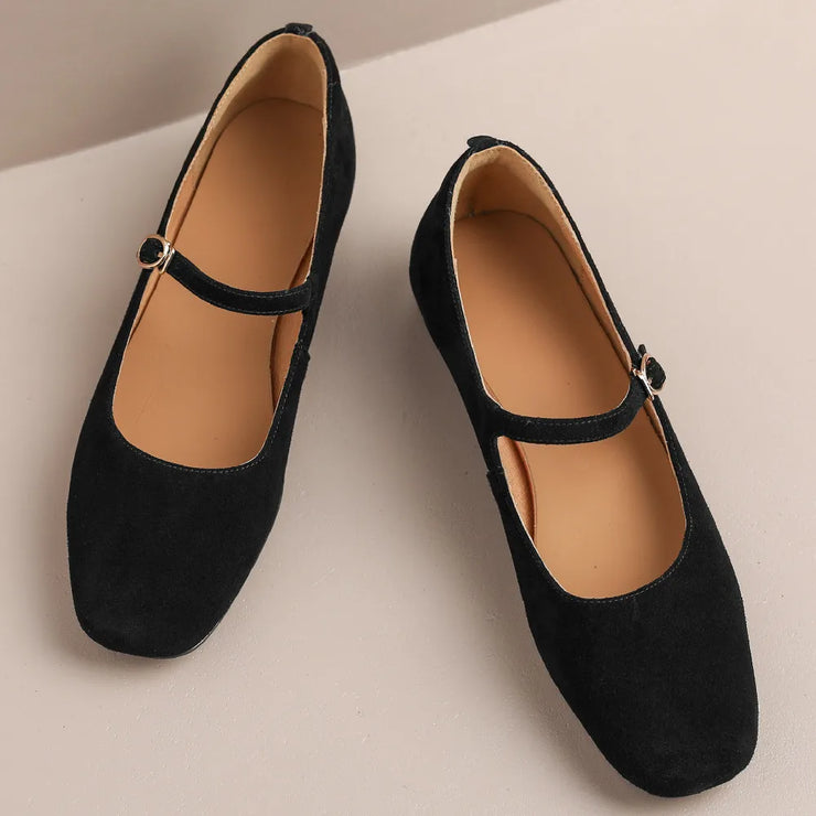 women's natural suede leather square toe slip-on mary jane flats leisure soft comfortable espadrilles casual shoes for women hot