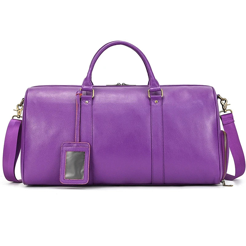 Fashion Genuine Leather Duffel Bag Big Cow Leather Men Women Business Travel Bag Black Large Shoulder Bags Weekend Luggage Bags
