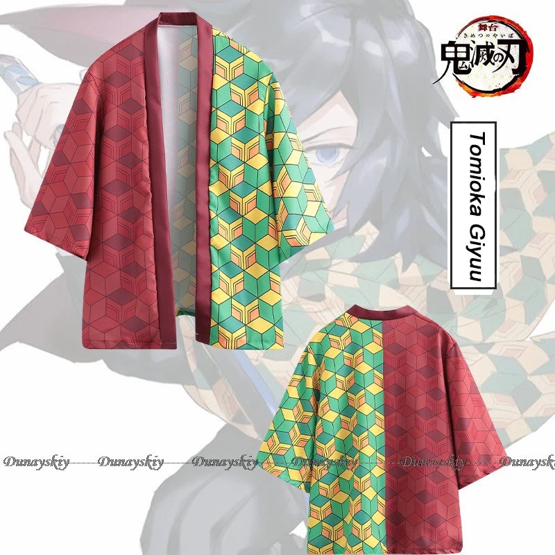 Anime Cosplay Costume Cloak Kimetsu Haori Kimono Agatsuma Zenitsu Kochou Shinobu Summer Coat Shirt Trench