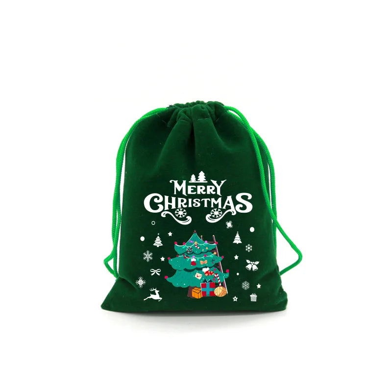 Christmas Velvet Bag Small Candy Bag Gift Bag Drawstring Pouch Christmas Party Favor Boutique Jewelry Packaging Bag
