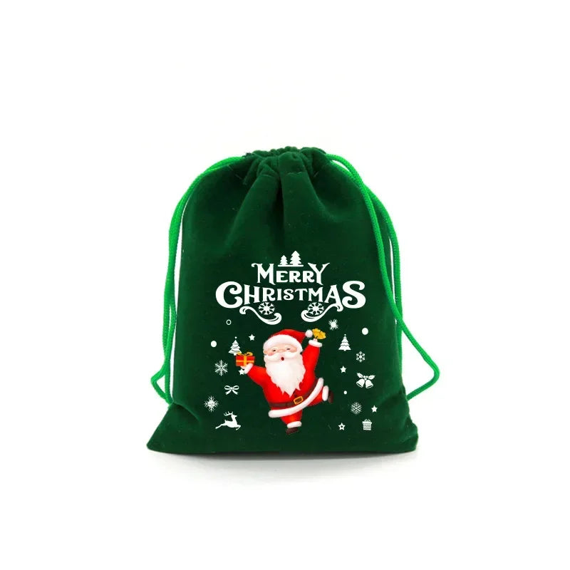 Christmas Velvet Bag Small Candy Bag Gift Bag Drawstring Pouch Christmas Party Favor Boutique Jewelry Packaging Bag