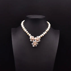 GLSEEVO Natural Baroque Freshwater Pearl Necklace Women's Wedding Anniversary Handmade Luxury Flower Style Jewelry GN0273