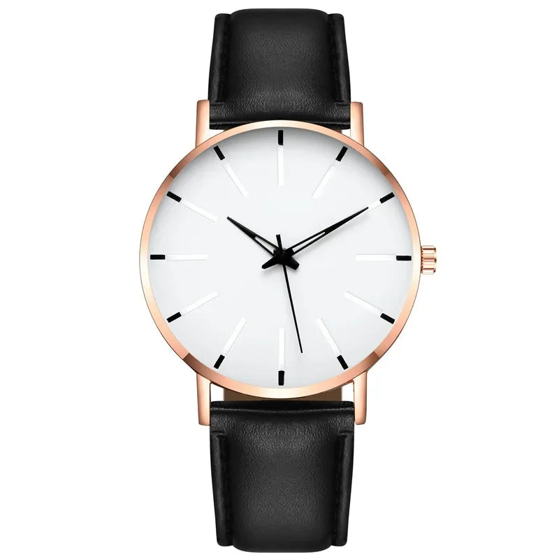 Men's Thin Strap Quartz Watch Leather Strap Minimalist Multicolor Watch Luxury Stainless Steel Dial Wristwatches reloj hombre