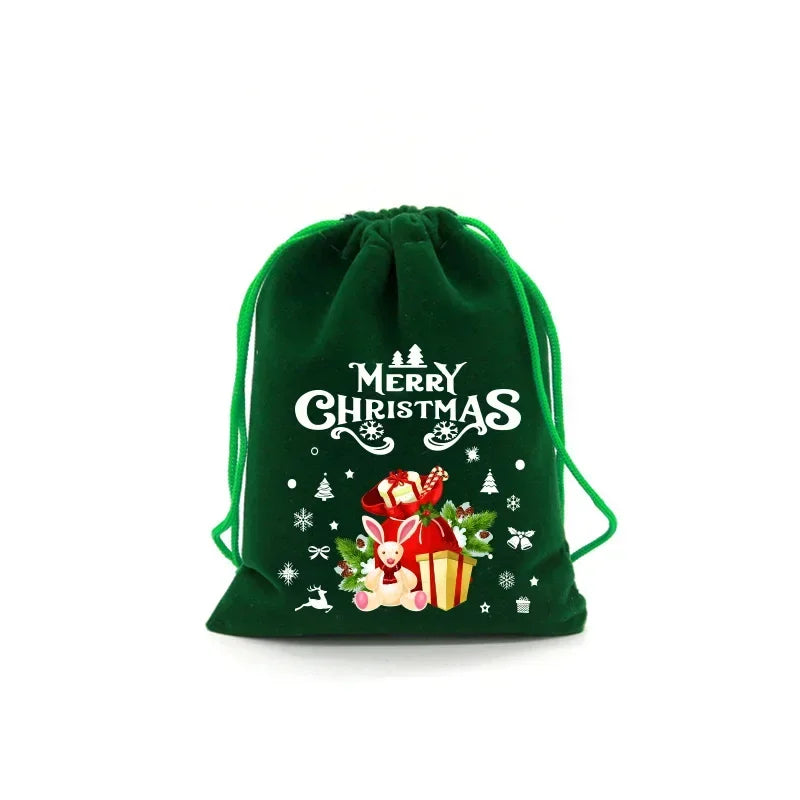 Christmas Velvet Bag Small Candy Bag Gift Bag Drawstring Pouch Christmas Party Favor Boutique Jewelry Packaging Bag