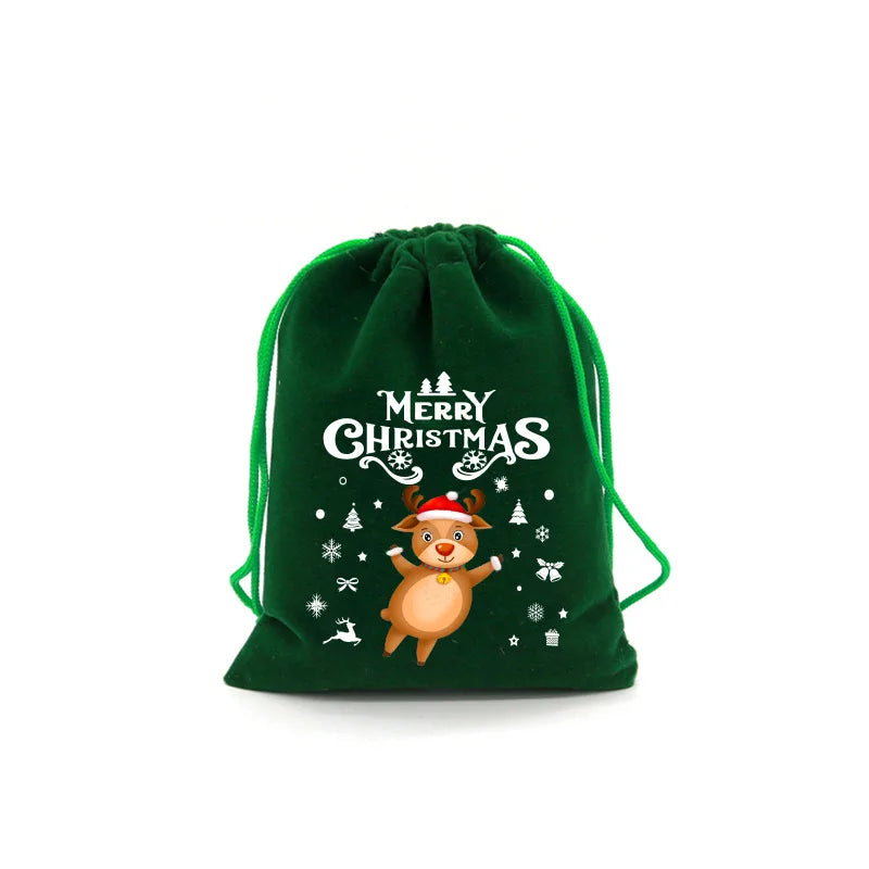 Christmas Velvet Bag Small Candy Bag Gift Bag Drawstring Pouch Christmas Party Favor Boutique Jewelry Packaging Bag