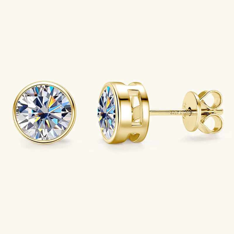 Luxury 0.5-2ct Moissanite Earrings Original Certified Plated 18k Gold 925 Silver 8mm Diamond Stud Earring for Women Men Jewelry