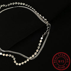 925 Sterling Silver New Trendy Double Layer Round Brand Anklet bracelet Female Simple Temperament Sexy Hot Chain Jewelry