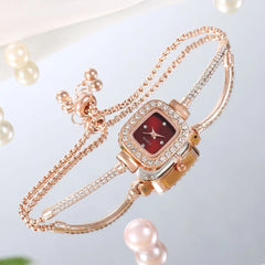 Women's Crystal Diamond Watches Square Dial Chain Link Bracelet Analog Bangle Wrist Watch Wonderful Watches Gift for Women H9