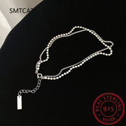 925 Sterling Silver New Trendy Double Layer Round Brand Anklet bracelet Female Simple Temperament Sexy Hot Chain Jewelry