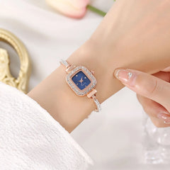 Women's Crystal Diamond Watches Square Dial Chain Link Bracelet Analog Bangle Wrist Watch Wonderful Watches Gift for Women H9