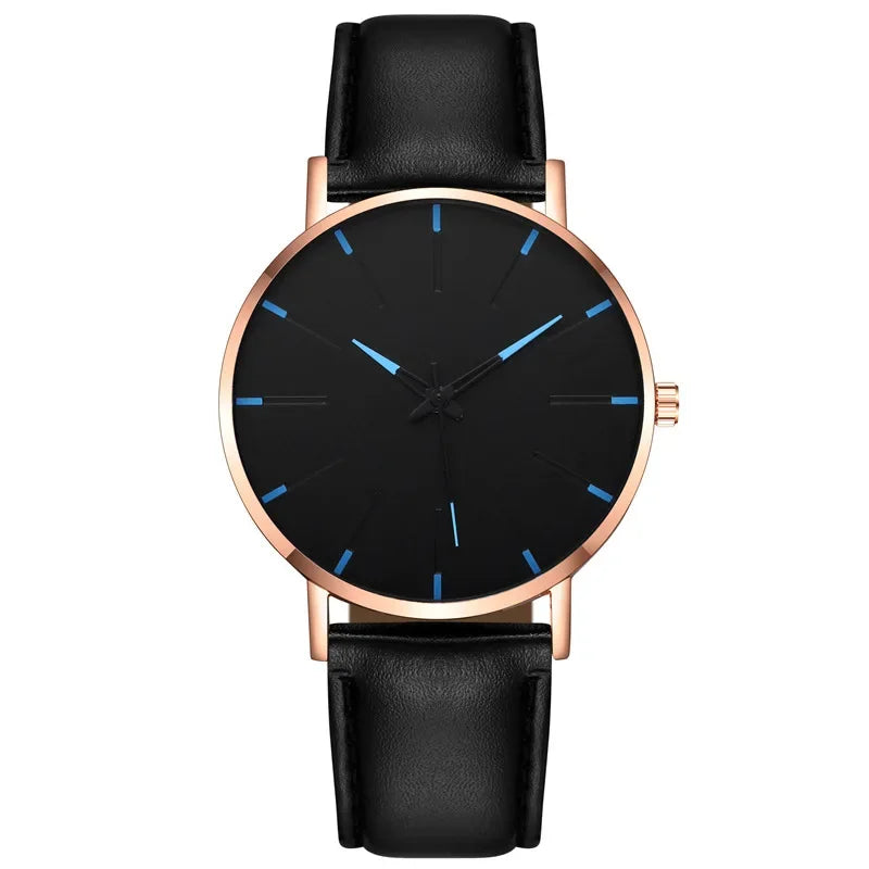 Men's Thin Strap Quartz Watch Leather Strap Minimalist Multicolor Watch Luxury Stainless Steel Dial Wristwatches reloj hombre