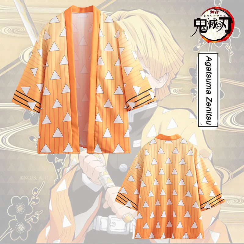 Anime Cosplay Costume Cloak Kimetsu Haori Kimono Agatsuma Zenitsu Kochou Shinobu Summer Coat Shirt Trench