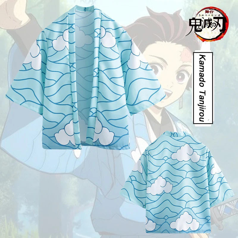 Anime Cosplay Costume Cloak Kimetsu Haori Kimono Agatsuma Zenitsu Kochou Shinobu Summer Coat Shirt Trench