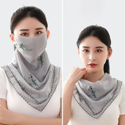 Unisex For Men Sun UV Protection Embroidered Scarf Hiking Outdoor Ice Silk Mask Face Cover Sunscreen Veil Triangular Scarf