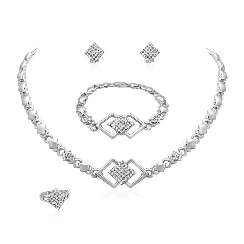 Woman Jewelry Set 18K Gold Plated Heart and Bear Necklace Set Wedding Fashion Jewelry Set Accessories Earrings and Rings Gifts