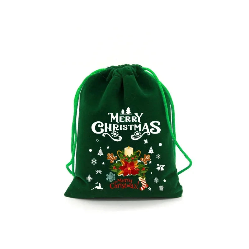 Christmas Velvet Bag Small Candy Bag Gift Bag Drawstring Pouch Christmas Party Favor Boutique Jewelry Packaging Bag