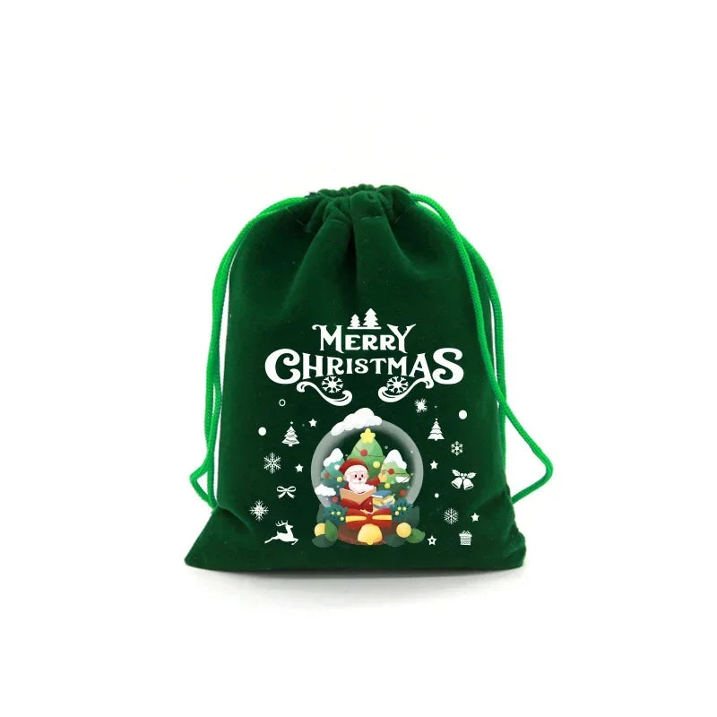 Christmas Velvet Bag Small Candy Bag Gift Bag Drawstring Pouch Christmas Party Favor Boutique Jewelry Packaging Bag