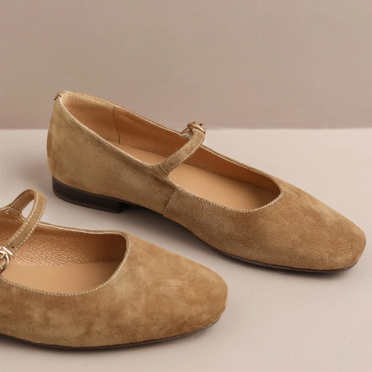 women's natural suede leather square toe slip-on mary jane flats leisure soft comfortable espadrilles casual shoes for women hot