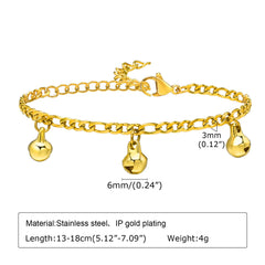 Vnox Cute Girls Anklets, Gold Plated Bell Charm Bracelets, Adjustable Figaro Ankle Chain, Girls Boys Gift  Bracelet on Leg