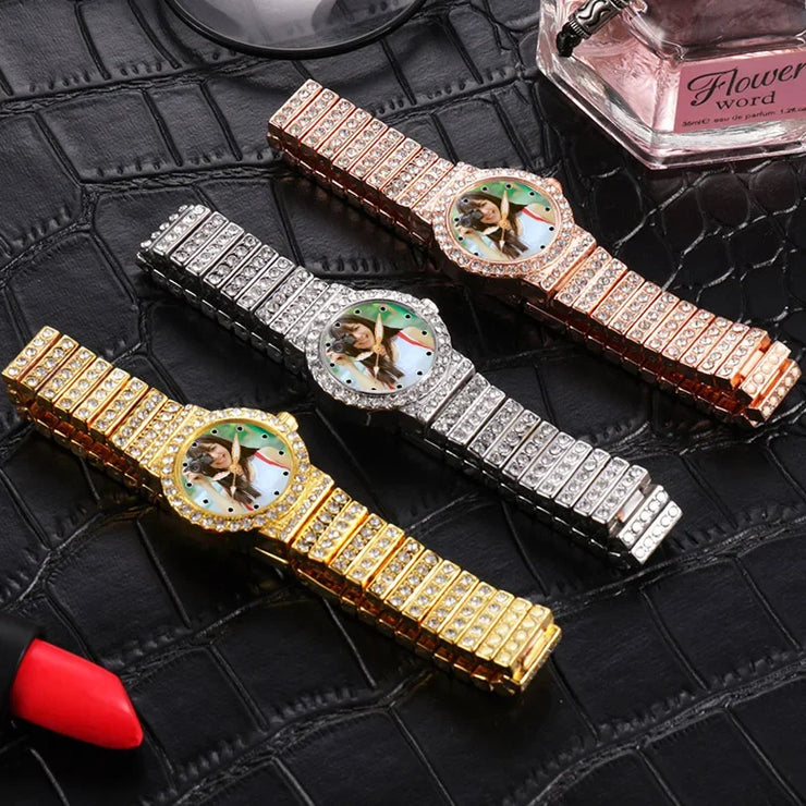 Unique Custom Photo Watch Lady Luxury Casual Customized Picture Logo Clock Image Engrave on Watch Dial Gift For Girl Friend