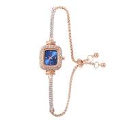 Women's Crystal Diamond Watches Square Dial Chain Link Bracelet Analog Bangle Wrist Watch Wonderful Watches Gift for Women H9