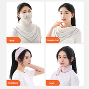 Unisex For Men Sun UV Protection Embroidered Scarf Hiking Outdoor Ice Silk Mask Face Cover Sunscreen Veil Triangular Scarf