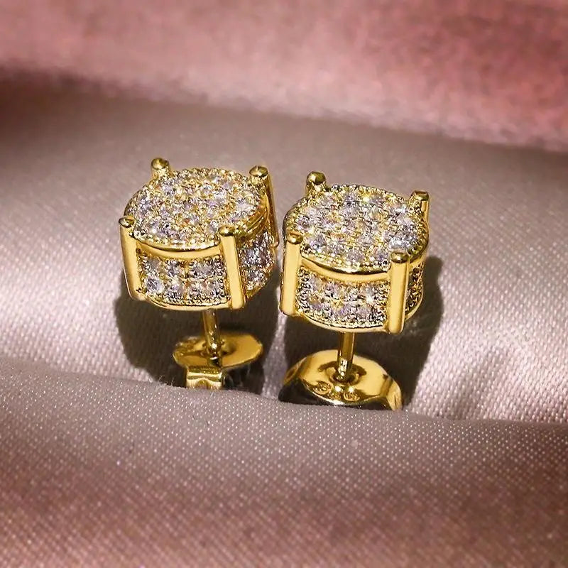 14K Gold Plated Zircon Stud Earrings