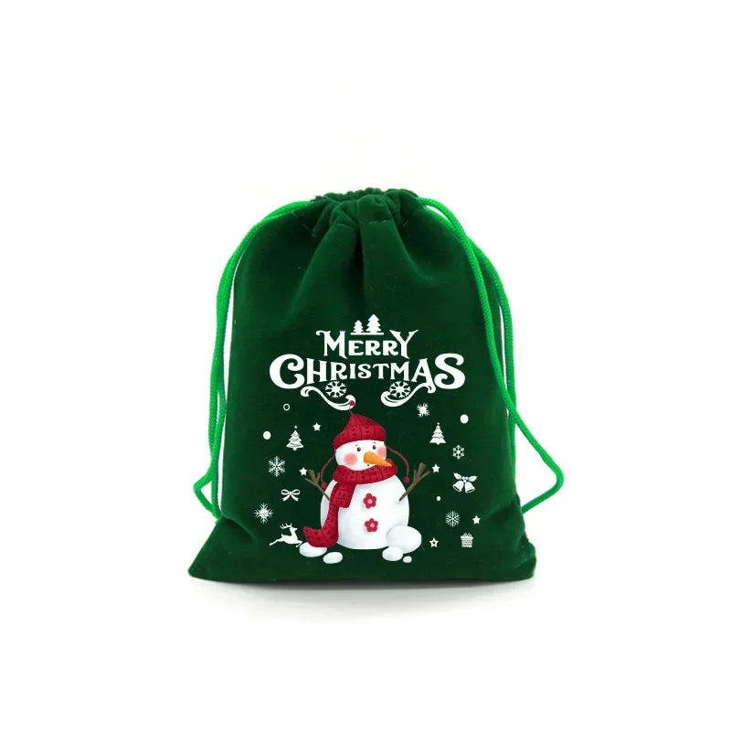 Christmas Velvet Bag Small Candy Bag Gift Bag Drawstring Pouch Christmas Party Favor Boutique Jewelry Packaging Bag