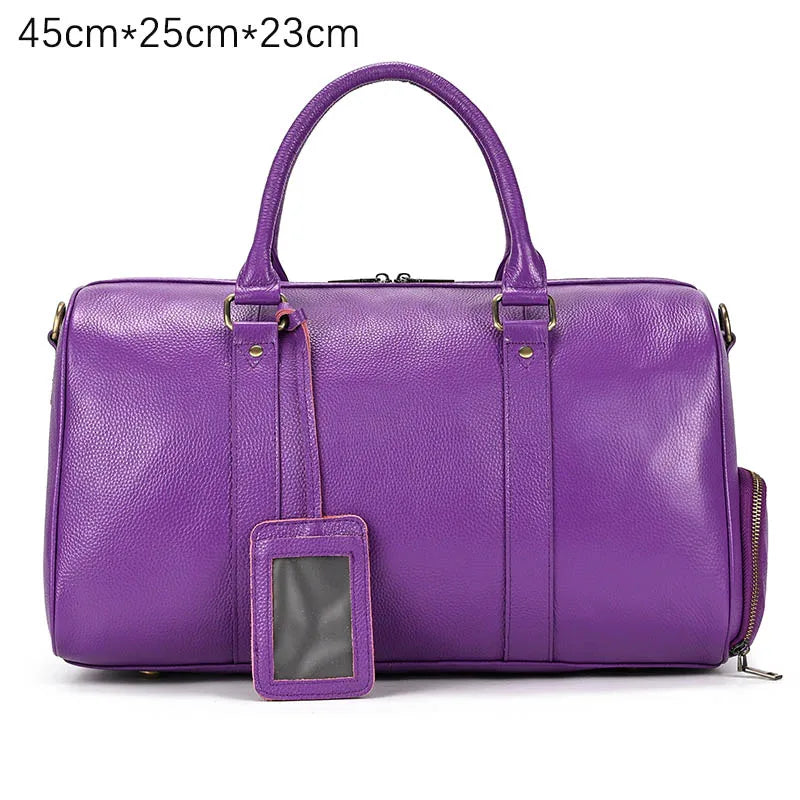 Fashion Genuine Leather Duffel Bag Big Cow Leather Men Women Business Travel Bag Black Large Shoulder Bags Weekend Luggage Bags