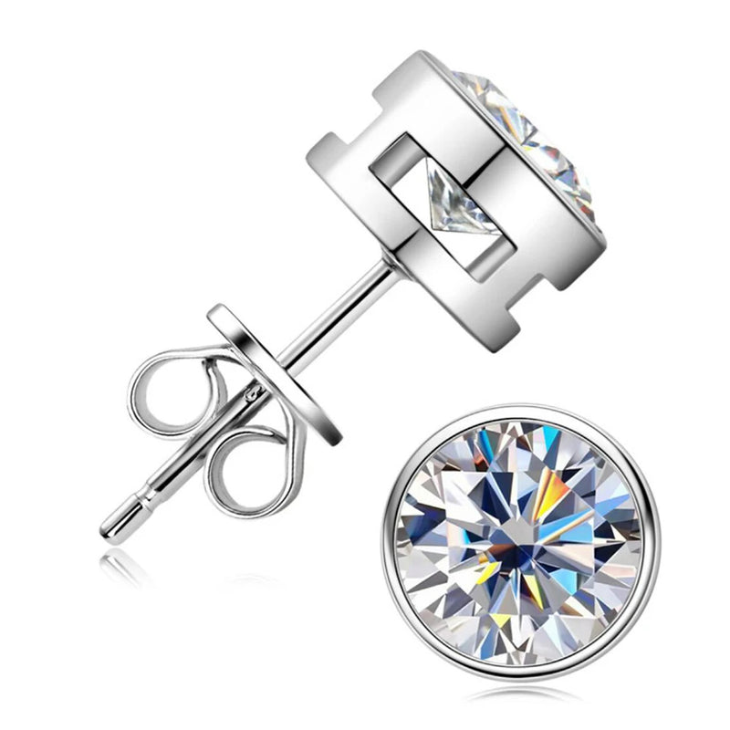 Luxury 0.5-2ct Moissanite Earrings Original Certified Plated 18k Gold 925 Silver 8mm Diamond Stud Earring for Women Men Jewelry