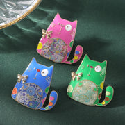 Meicem Cartoon Cat Brooch Pin Jewelry Cute Funny Trendy Lapel Pin Designer Enamel Brooches Pins for Women Girls 2024