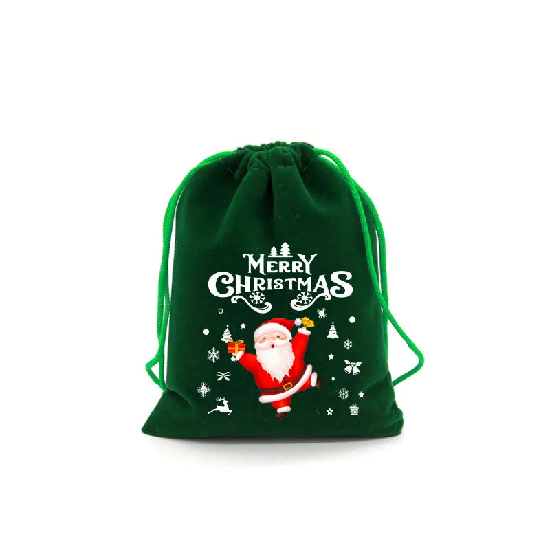 Christmas Velvet Bag Small Candy Bag Gift Bag Drawstring Pouch Christmas Party Favor Boutique Jewelry Packaging Bag
