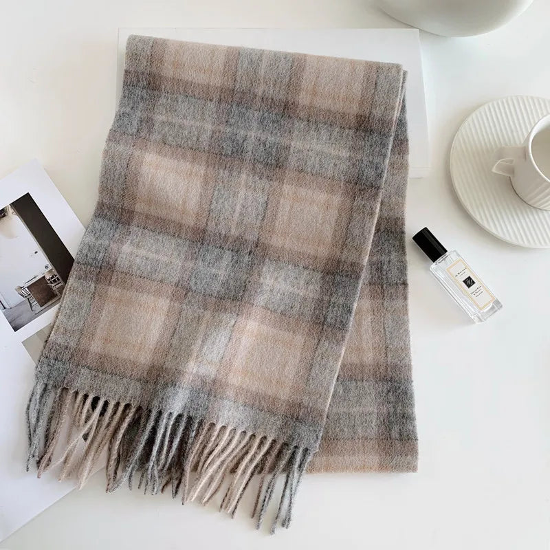 2022 Highly Selected 100% Wool Red Scottish Plaid Scarves,Warm Winter Men Scarf Houndstooth Comfortable Winter Scarves Man