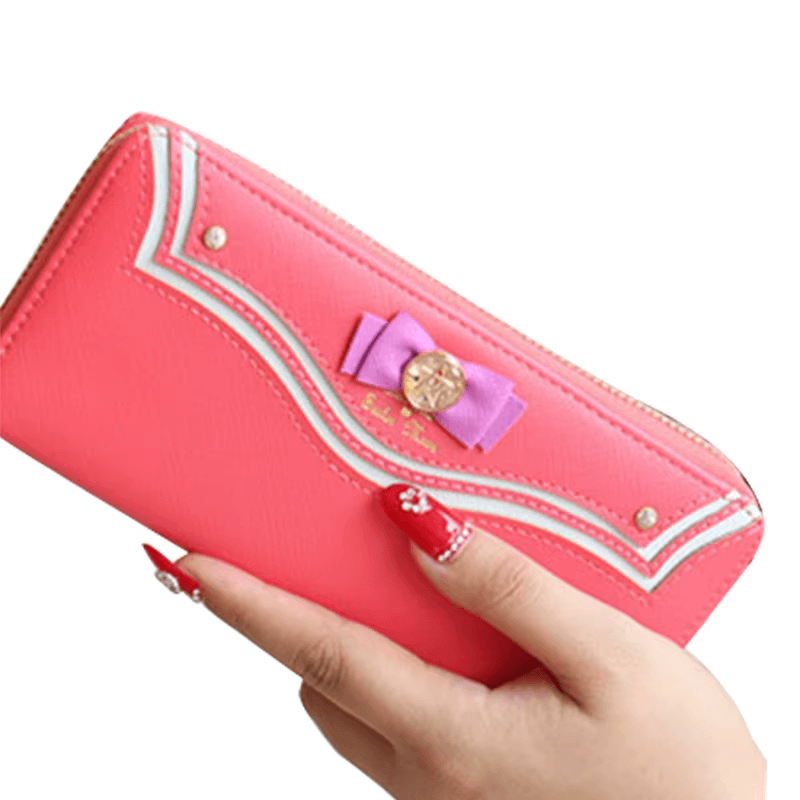 Sailor Moon Women Long Purse | Sailor Moon Bow Design Wallet